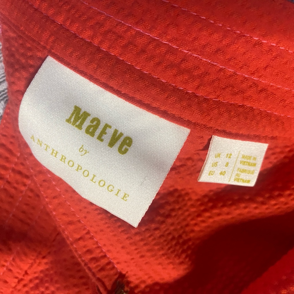 Anthropologie Coral-Red Halter Midi Dress - Picture 8 of 14